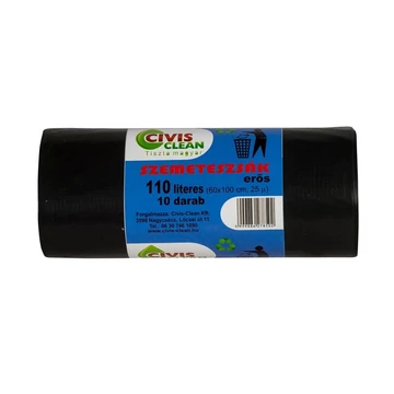 Szemetes zsák 110 literes, 60x100 cm, fekete, 10 db/tek