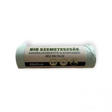 PLA, lebomló szemetes zsák 450x450 mm, 14 my, 10 liter, 10 db / tek