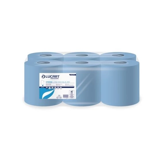 Lucart Strong L-One Maxi Blue 450 belső adagolású ipari törlőkendő 6 tekercs/zsugor