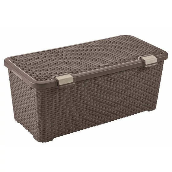 Curver Style rattan tároló láda fedéllel sötétbarna 72 L
