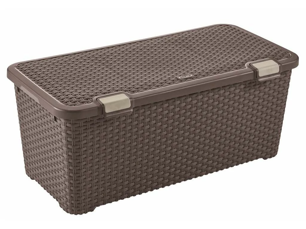 Curver Style rattan tároló láda fedéllel sötétbarna 72 L